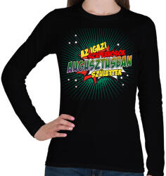 printfashion A szuperhősök augusztusban születtek - Női hosszú ujjú póló - Fekete (2139167)