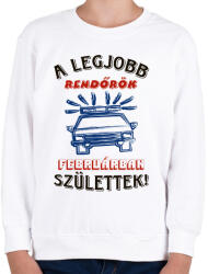 printfashion REndőr szülinapja február színes - Gyerek pulóver - Fehér (5718042)