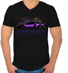 printfashion lamborghini - Férfi V-nyakú póló - Fekete (2411831)