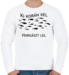 printfashion Ki korán kel horgászt lel - Férfi pulóver - Fehér (6283174)