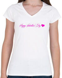 printfashion Happy Valentine's Day 02 - Női V-nyakú póló - Fehér (11665966)