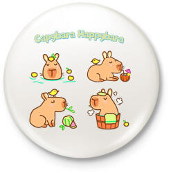printfashion Capybara Happybara - Kitűző, hűtőmágnes - Fehér (13601135)
