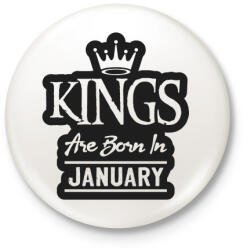 printfashion KINGS are born in January - fekete - Kitűző, hűtőmágnes - Fehér (5509380)