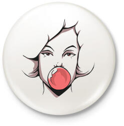 printfashion Rágós csaj - Kitűző, hűtőmágnes - Fehér (6385861)