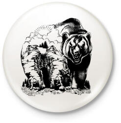 printfashion Medve hegy - Kitűző, hűtőmágnes - Fehér (3078264)
