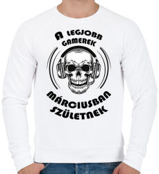printfashion A legjobb Gamerek márciusban születnek - Férfi pulóver - Fehér (6232599)