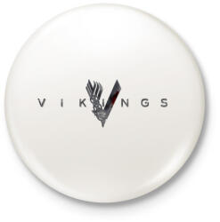 printfashion Vikings logo - Kitűző, hűtőmágnes - Fehér (3089501)