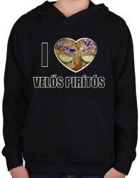 printfashion I love Velős pirítós - Gyerek kapucnis pulóver - Fekete (11272027)