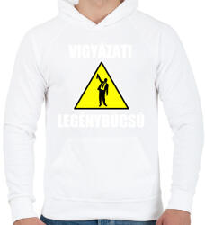 printfashion Vigyázat legénybúcsú - Férfi kapucnis pulóver - Fehér (5303606)