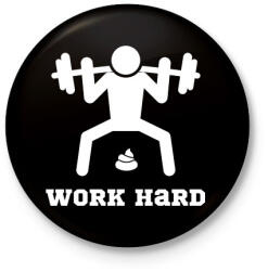 printfashion Fehér WORK HARD edzős felszerelés - Kitűző, hűtőmágnes - Fekete (3099959)
