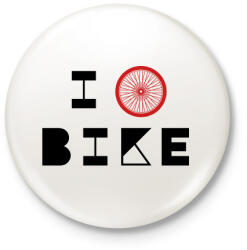 printfashion I love bike (black) - Kitűző, hűtőmágnes - Fehér (7431928)