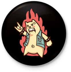 printfashion Metal maci - Kitűző, hűtőmágnes - Fekete (3101669)