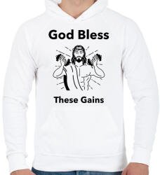 printfashion Isten áldott izmai - Férfi kapucnis pulóver - Fehér (2117742)