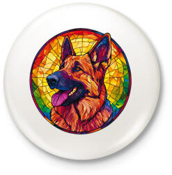 printfashion Ólomüveg Németjuhász - Kitűző, hűtőmágnes - Fehér (16706772)