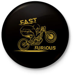 printfashion Dühös motoros - Kitűző, hűtőmágnes - Fekete (3091112)