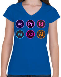 printfashion Grafikusoknak - Női V-nyakú póló - Királykék (2436323)