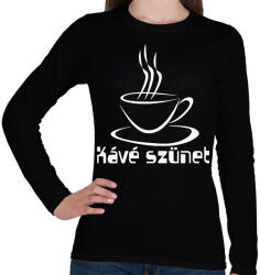 printfashion kávé szünet - Női hosszú ujjú póló - Fekete (9286444)