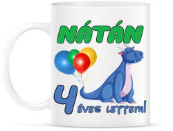 printfashion Dínó szülinap (egyedi névvel) - Bögre - Fehér (5659906)