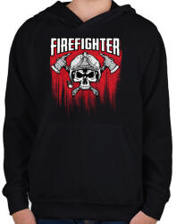 printfashion Firefighter - Gyerek kapucnis pulóver - Fekete (504420)