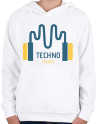 printfashion Techno music -Fülhallgató - Gyerek kapucnis pulóver - Fehér (6578290)
