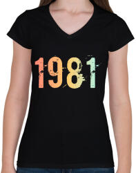 printfashion 1981 - Női V-nyakú póló - Fekete (11825744)