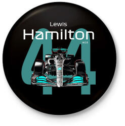 printfashion Lewis Hamilton 44 autóversenyző - fehér felirat - Kitűző, hűtőmágnes - Fekete (16044436)