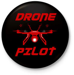 printfashion DRONE PILOT - Kitűző, hűtőmágnes - Fekete (16385786)