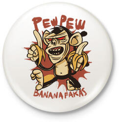 printfashion Pew pew majom bananafakas - Kitűző, hűtőmágnes - Fehér (11120246)