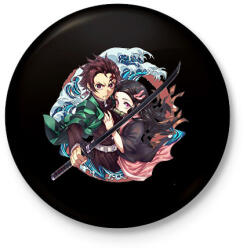 printfashion Tanjiro én Nezuko - Kitűző, hűtőmágnes - Fekete (14856223)