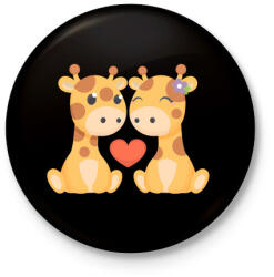 printfashion Zsiráf love - Kitűző, hűtőmágnes - Fekete (3100762)