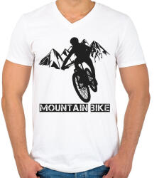 printfashion MOUNTAIN BIKE - Férfi V-nyakú póló - Fehér (5013081)