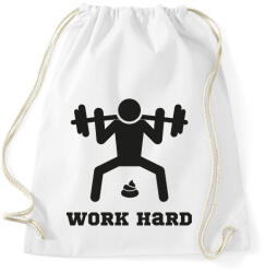 printfashion Work Hard - vicces póló edzéshez - Sportzsák, Tornazsák - Fehér (2028357)