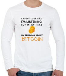 printfashion Bitcoin My Head - Férfi hosszú ujjú póló - Fehér (4966885)