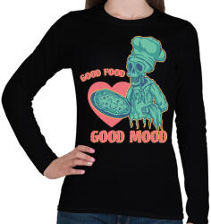 printfashion Good food, good mood - Női hosszú ujjú póló - Fekete (7551885)