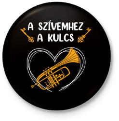printfashion A szívemhez a kulcs - Trombita - Kitűző, hűtőmágnes - Fekete (7642424)