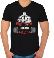 printfashion IT Április - Férfi V-nyakú póló - Fekete (1915264)
