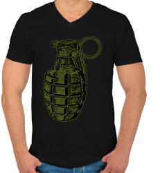 printfashion Gránát - Férfi V-nyakú póló - Fekete (1291578)