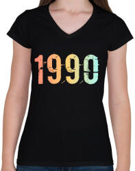 printfashion 1990 - Női V-nyakú póló - Fekete (11830865)