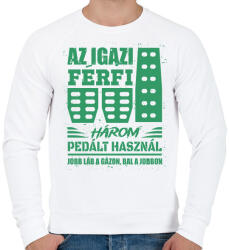 printfashion Az igazi férfi három pedált használ - Férfi pulóver - Fehér (16580893)