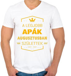 printfashion A legjobb apák augusztus - Férfi V-nyakú póló - Fehér (2801947)