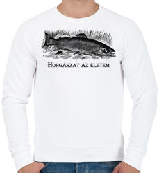printfashion Horgászat az életem - Férfi pulóver - Fehér (6283169)