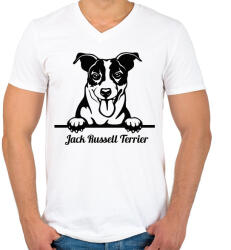 printfashion Jack Russel Terrier - Férfi V-nyakú póló - Fehér (5117992)