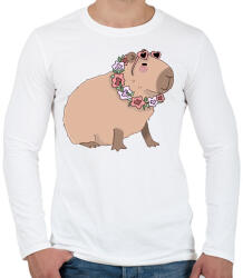 printfashion Nyaralós capybara - Férfi hosszú ujjú póló - Fehér (13933713)