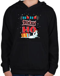 printfashion Hoho fuckin ho - Gyerek kapucnis pulóver - Fekete (2043439)
