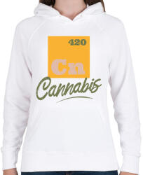 printfashion Cannabis - Cn 420 - Női kapucnis pulóver - Fehér (4367678)