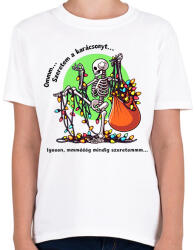 printfashion Vicces karácsonyi pulcsi / póló minta - csontváz - Gyerek póló - Fehér (16828773)