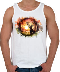 printfashion Szarvas - erdei naplemente - ajándék vadászoknak - Férfi atléta - Fehér (15371066)