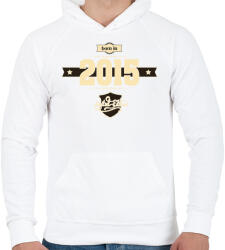 printfashion born-in-2015-cream-choco - Férfi kapucnis pulóver - Fehér (636136)