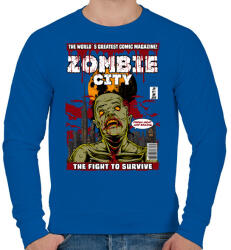 printfashion Zombi város - Férfi pulóver - Királykék (207411)