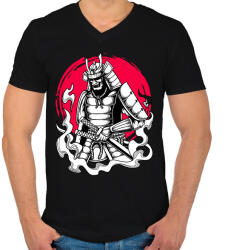 printfashion Szamuráj - Férfi V-nyakú póló - Fekete (13744250)